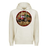 Oatmeal Heather Christmas Tractor Premium Hoodie - RanaPortraitStore