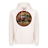 Pale Pink Christmas Tractor Premium Hoodie - RanaPortraitStore