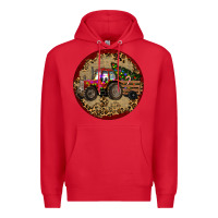 Red Christmas Tractor Premium Hoodie - RanaPortraitStore
