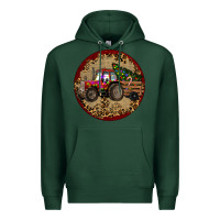 Sports Green Christmas Tractor Premium Hoodie - RanaPortraitStore