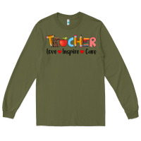 Army Green teacher love inspıre care wıth  and pen Long Sleeve Tee - Artiststas