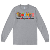 Heather Grey teacher love inspıre care wıth  and pen Long Sleeve Tee - Artiststas