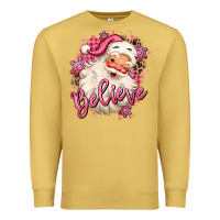 Antique Gold believe pink christmas santa claus Premium Sweatshirt - MaliasSmallBusiness