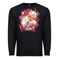 Black believe pink christmas santa claus Premium Sweatshirt - MaliasSmallBusiness