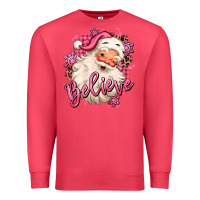 Cardinal believe pink christmas santa claus Premium Sweatshirt - MaliasSmallBusiness
