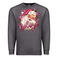 Charcoal Heather believe pink christmas santa claus Premium Sweatshirt - MaliasSmallBusiness