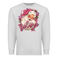 Dove Grey believe pink christmas santa claus Premium Sweatshirt - MaliasSmallBusiness