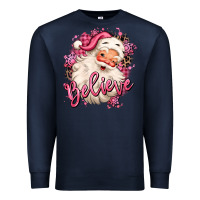 Navy believe pink christmas santa claus Premium Sweatshirt - MaliasSmallBusiness