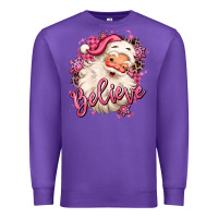 Purple believe pink christmas santa claus Premium Sweatshirt - MaliasSmallBusiness