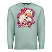 Seafoam believe pink christmas santa claus Premium Sweatshirt - MaliasSmallBusiness