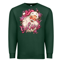 Sports Green believe pink christmas santa claus Premium Sweatshirt - MaliasSmallBusiness