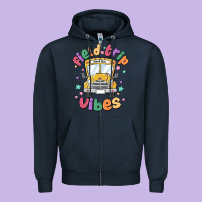 Field Trip Vibes Zipper Hoodie Designed By Maliassmallbusiness