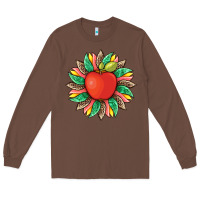 Teacher Apple And Sunflower With Leopard And Tooled Leather Long Sleeve Tee | Teevron