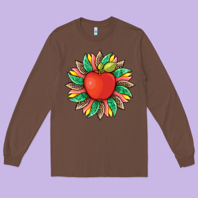 Teacher Apple And Sunflower With Leopard And Tooled Leather Long Sleeve Tee Designed By Artiststas