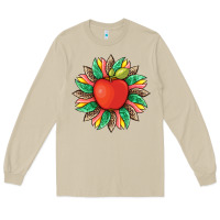 Mushroom teacher apple and sunflower with leopard and tooled leather Long Sleeve Tee - Artiststas