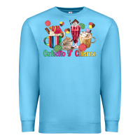 Ocean Blue cafecito y chisme coffee cups Premium Sweatshirt - MaliasSmallBusiness