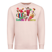 Pale Pink cafecito y chisme coffee cups Premium Sweatshirt - MaliasSmallBusiness