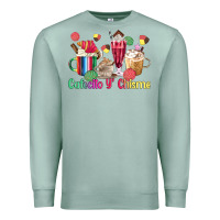 Seafoam cafecito y chisme coffee cups Premium Sweatshirt - MaliasSmallBusiness