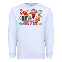 White cafecito y chisme coffee cups Premium Sweatshirt - MaliasSmallBusiness