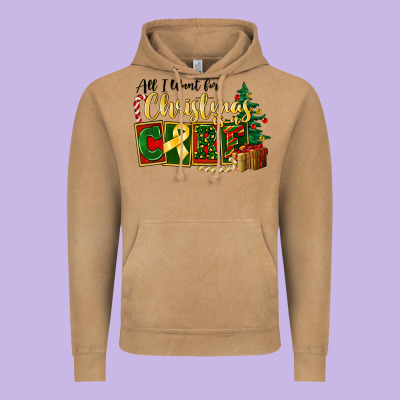 All I Want For Christmas Is Cure Childhood Cancer Vintage Hoodie Designed By Fadigitalartstudio
