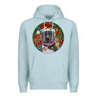 Blue Mist Christmas Pitbull Premium Hoodie - RanaPortraitStore