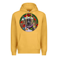 Mustard Christmas Pitbull Premium Hoodie - RanaPortraitStore