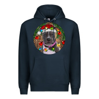 Navy Christmas Pitbull Premium Hoodie - RanaPortraitStore