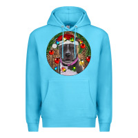 Ocean Blue Christmas Pitbull Premium Hoodie - RanaPortraitStore