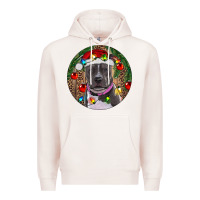 Pale Pink Christmas Pitbull Premium Hoodie - RanaPortraitStore