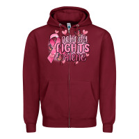 Burgundy nobody fights alone cancer Zipper Hoodie - MaliasSmallBusiness