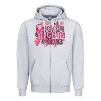 Heather Grey nobody fights alone cancer Zipper Hoodie - MaliasSmallBusiness