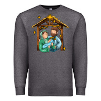 Charcoal Heather jesus newborn oh holy night Premium Sweatshirt - MaliasSmallBusiness