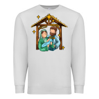 Dove Grey jesus newborn oh holy night Premium Sweatshirt - MaliasSmallBusiness
