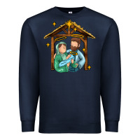 Navy jesus newborn oh holy night Premium Sweatshirt - MaliasSmallBusiness