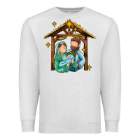 Oatmeal Heather jesus newborn oh holy night Premium Sweatshirt - MaliasSmallBusiness