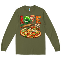 Army Green love pizza Long Sleeve Tee - AdoDesignShop