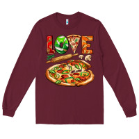 Burgundy love pizza Long Sleeve Tee - AdoDesignShop