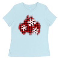 Baby Blue Christmas snowflakes patch Ladies Tee - AdoDesignShop
