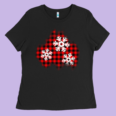 Christmas Snowflakes Patch Ladies Tee Designed By Adodesignshop