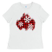 White Christmas snowflakes patch Ladies Tee - AdoDesignShop