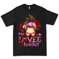 Black one loved teacher messy bun Premium Tee - RanaPortraitStore