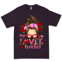 Plum one loved teacher messy bun Premium Tee - RanaPortraitStore