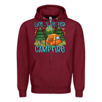 Burgundy life is better by the camp fire Zipper Hoodie - MaliasSmallBusiness