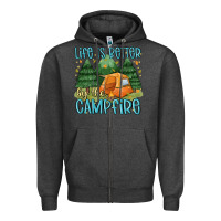 Charcoal Heather life is better by the camp fire Zipper Hoodie - MaliasSmallBusiness