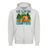 Dove Grey life is better by the camp fire Zipper Hoodie - MaliasSmallBusiness