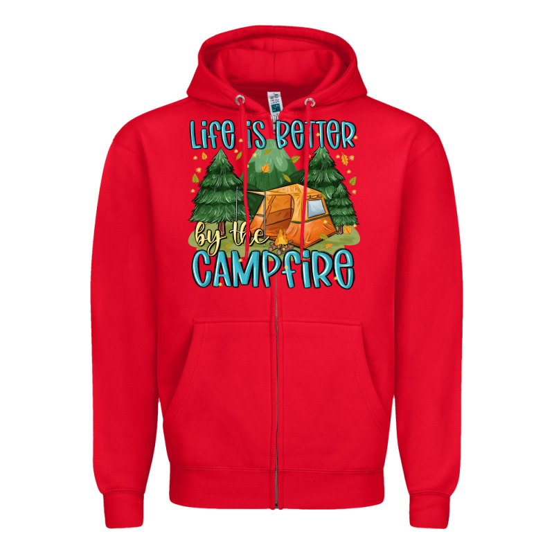 Life Is Better By The Camp Fire Zipper Hoodie by MaliasSmallBusiness | Teevron