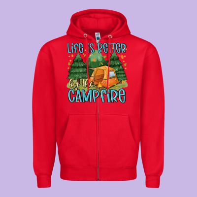Life Is Better By The Camp Fire Zipper Hoodie Designed By Maliassmallbusiness