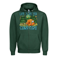 Sports Green life is better by the camp fire Zipper Hoodie - MaliasSmallBusiness
