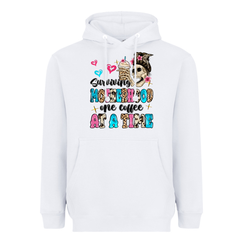 Surviving Motherhood One Coffee At A Time Heavyweight Hoodie by MaliasSmallBusiness | Teevron