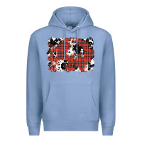 Colony Blue Christmas Plaid Cowhide Pattern Background Premium Hoodie - RanaPortraitStore